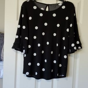 Adrianna Papell Size L polka dot shirt